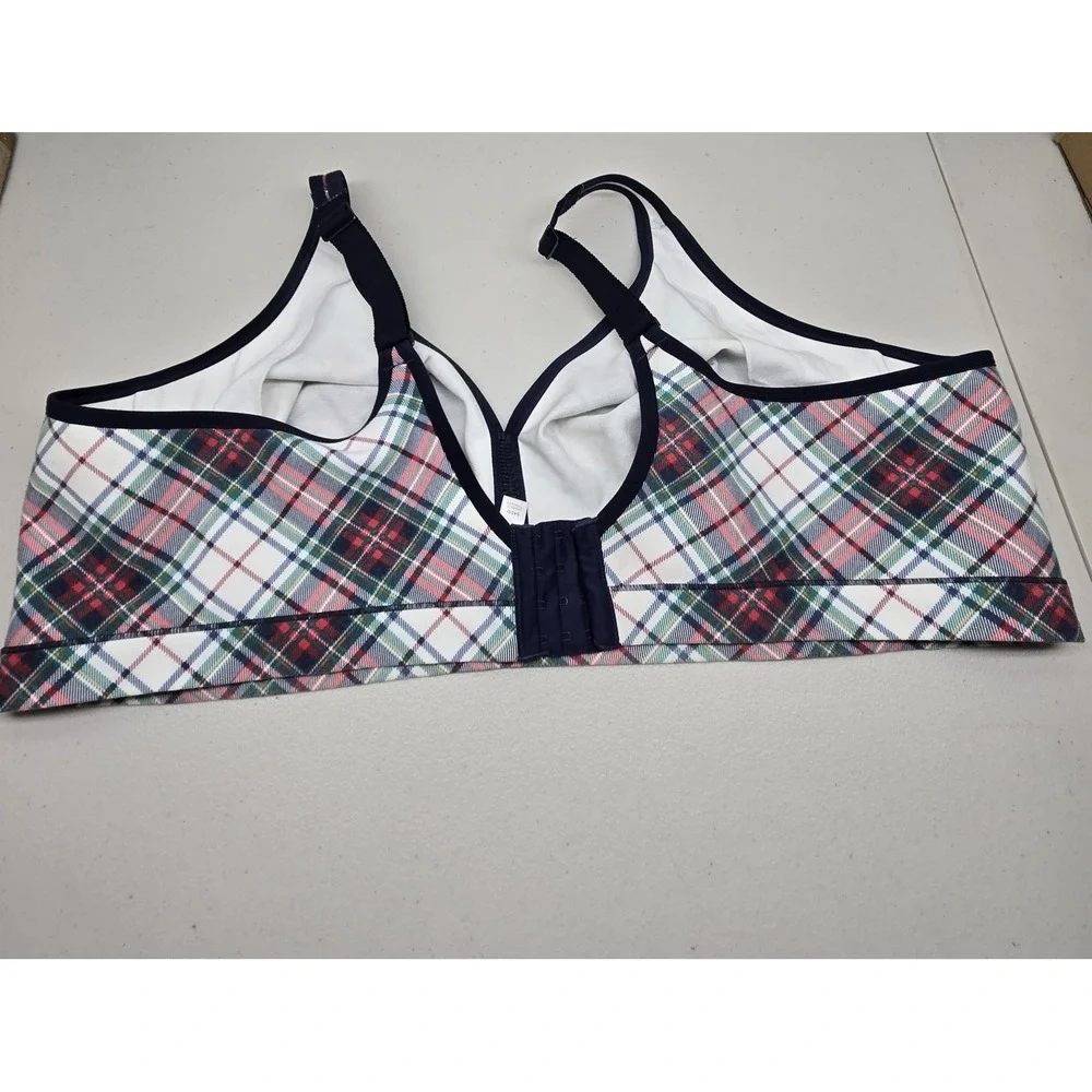 Cacique Women Bra 54DD Red Plaid T Shirt Unlined FUll Coverage Adjustable Straps